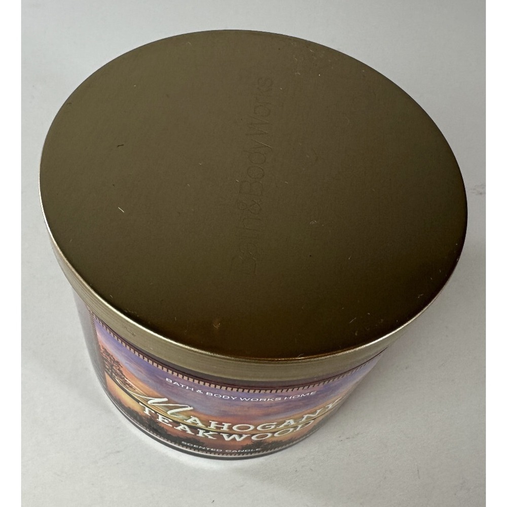 NEW! Bath & Body Works Mahogany Teakwood Scented 3 Wick Candle Large 14.5 OZ - Picture 4 of 9
